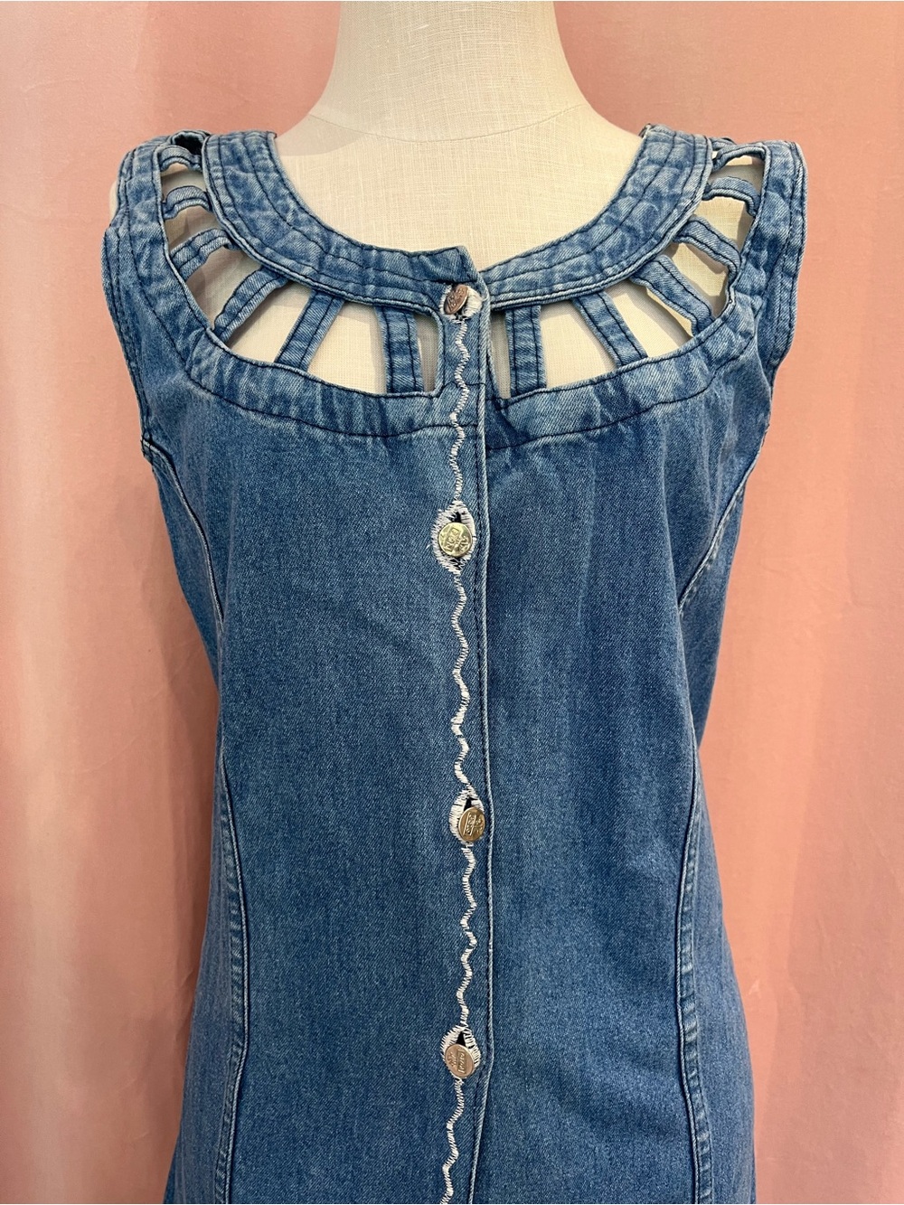 Vintage Polo Ralph Lauren Denim Midi Dress Size Large - Picture 2 of 9